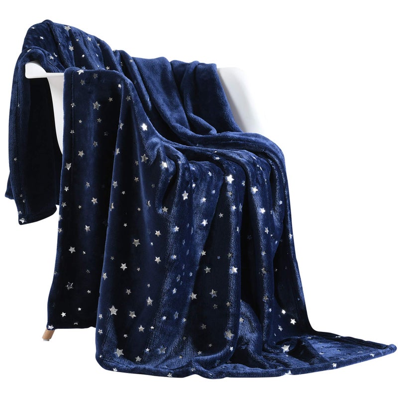 NANPIPER Throw Blanket, Ultra Soft Thick Microplush Bed Blanket, All Season Premium Fluffy Microfiber Fleece Throw for Sofa Couch (Twin Size 65"x80", Navy Blue) - Image 1